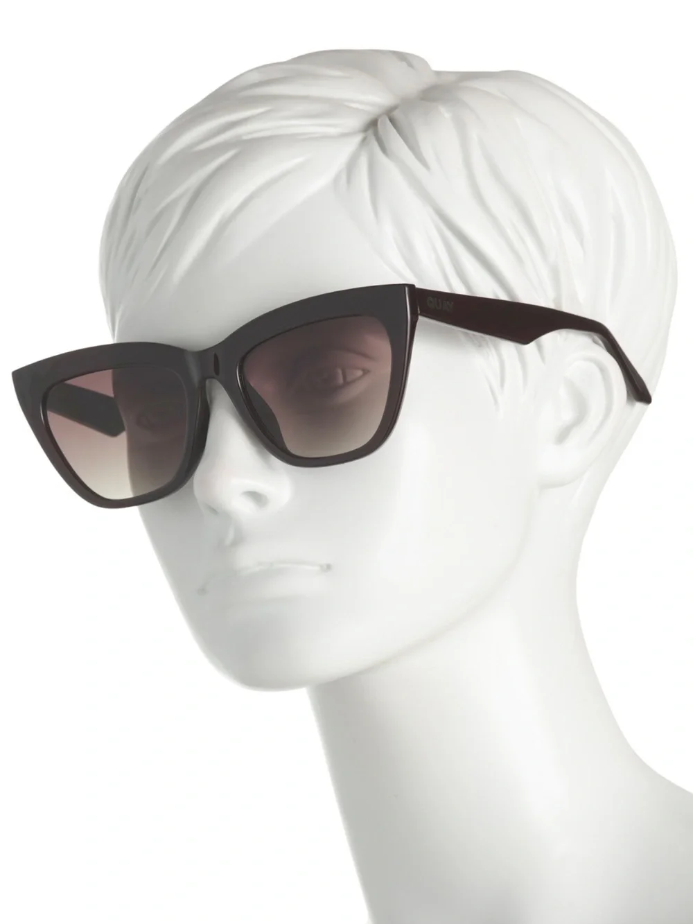 QUAY For Keeps Sunglasses Espresso Frame Brown Gradient Lens Cateye NEW
